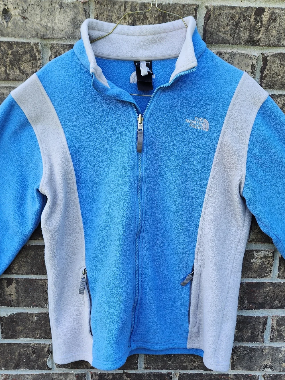 The North Face Women's Blue & Light Gray Fleece Jacket- See Measurements
